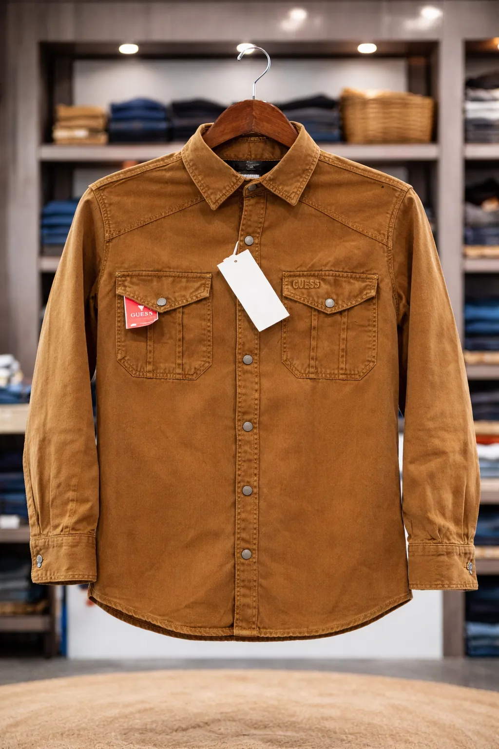 Men's Brown Denim Utility Shirt